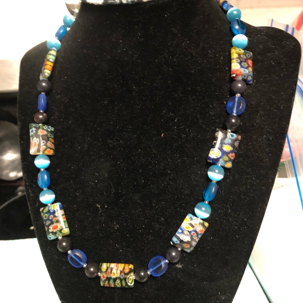 Glass and Stone Necklace Made by Me- 485 $50 or $45 w/offer
